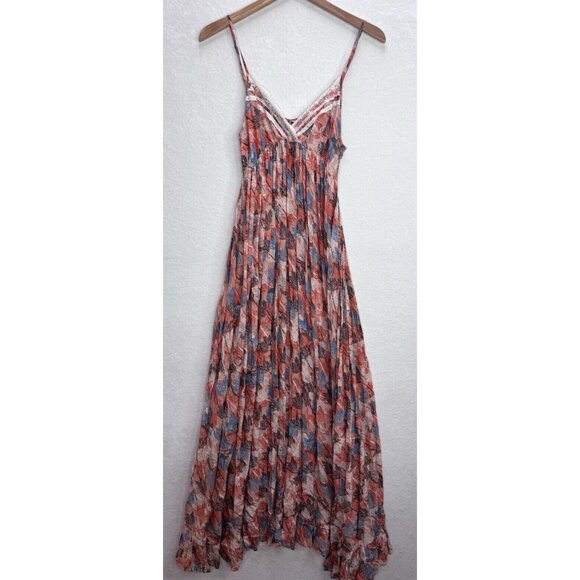 Lulu's Women's Leaf Print Rayon Light Tie Back Maxi Dress Size Small - Picture 8 of 14